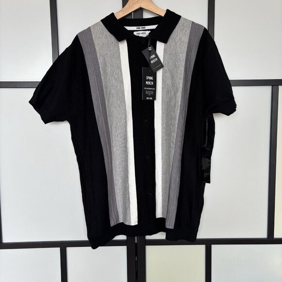 Spring & Mercer Men's Short Sleeve Polo Sweater Striped (FITS LIKE A XL) Preppy - Picture 8 of 13